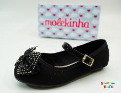 Sapatilha Molekinha Preta e Dourada